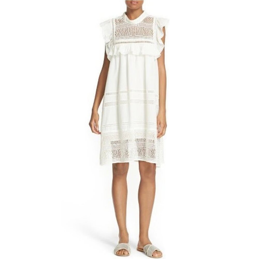 Sea NY white crochet Baja lace pinafore dress